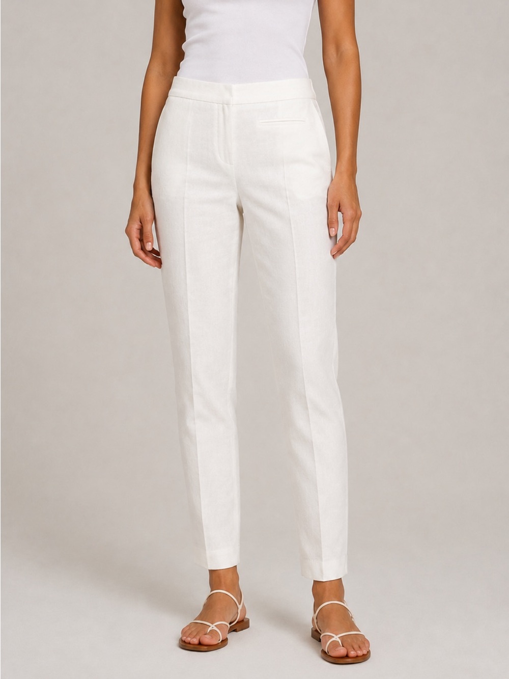 Banana Republic White Linen Tapered Trouser Pants